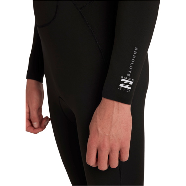 2026 Billabong Mens Absolute Core 3/2mm Chest Zip Wetsuit ABYW100293 - Black